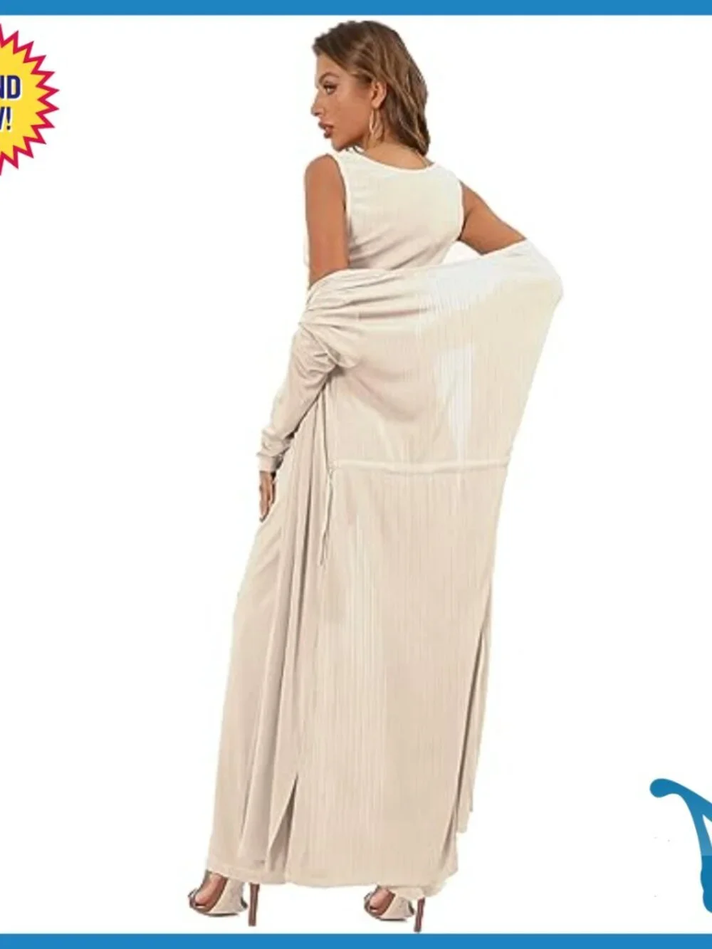 3-Piece Lounge Set with Cardigan, Pants, Tank Top - Medium Size